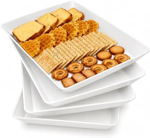 Serving Tray Platter, 4 Pack Food Tray for Veggie Fruit Snack Dessert Cookie Cheese, Food Trays for Party