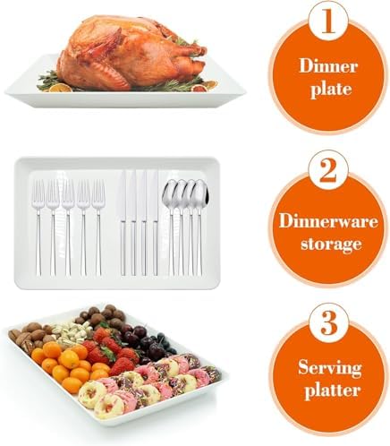 Serving Tray Platter, 4 Pack Food Tray for Veggie Fruit Snack Dessert Cookie Cheese, Food Trays for Party, alternate view 7