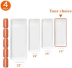 Serving Tray Platter Rectangle, 2 Pcs Long Narrow Food Tray for Veggie Fruit Snack Dessert, Plastic White Food, alternate
