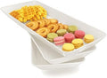 Serving Tray Platter Rectangle, 3 Pcs Long Narrow Food Tray for Veggie Fruit Snack Dessert, Plastic White Food