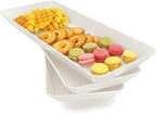 Serving Tray Platter Rectangle, 3 Pcs Long Narrow Food Tray for Veggie Fruit Snack Dessert, Plastic White Food