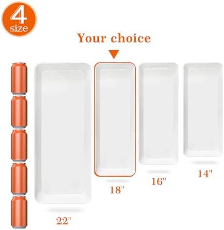Serving Tray Platter Rectangle, 3 Pcs Long Narrow Food Tray for Veggie Fruit Snack Dessert, Plastic White Food, alternate