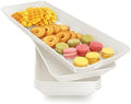 Serving Tray Platter Rectangle, 6 Pcs Long Narrow Food Tray for Veggie Fruit Snack Dessert, Plastic White Food