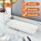 Serving Tray Platter Rectangle, 6 Pcs Long Narrow Food Tray for Veggie Fruit Snack Dessert, Plastic White Food, alternate