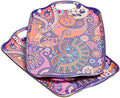 Serving Tray with Handles, Large Rectangle Melamine Serving Platter Set of 2, Paisley (19” x 12”) in Paisley