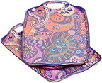 Serving Tray with Handles, Large Rectangle Melamine Serving Platter Set of 2, Paisley (19” x 12”) in Paisley