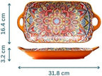 Serving Tray with Handles Rectangular Serving Platter Ceramic Extra Large Plates & Dishes Rectangle (Sunset, alternate view 3