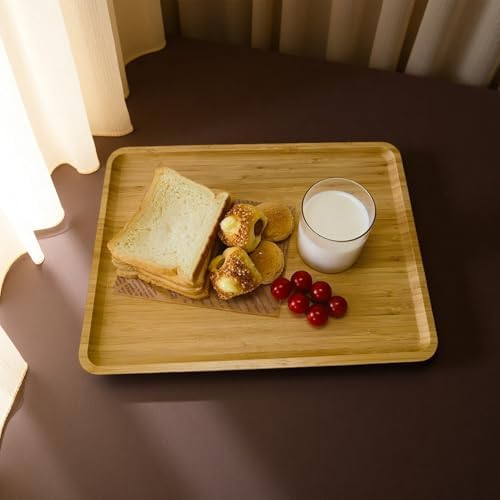 Serving Tray Wooden Rectangle Dinner Food Bed Lab Tray Large in Large Size in Beige, alternate view 2