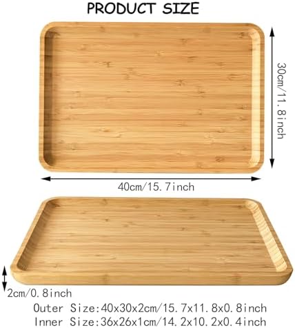 Serving Tray Wooden Rectangle Dinner Food Bed Lab Tray Large in Large Size in Beige, alternate view 3
