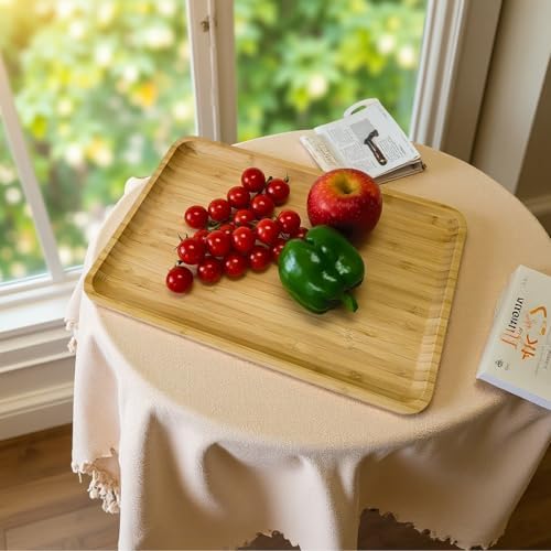 Serving Tray Wooden Rectangle Dinner Food Bed Lab Tray Small in Large Size in Beige, alternate view 2
