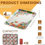 Serving Trays Platters for Serving Food Party 4 Piece Melamine Bamboo Rectangle Tray 12.6x9 Inch Hydrangea, alternate view 3