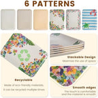 Serving Trays Platters for Serving Food Party 4 Piece Melamine Bamboo Rectangle Tray 12.6x9 Inch Hydrangea, alternate view 5