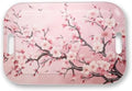 Serving Trays with Handles, 14.5 x 9.8 inch Rectangular Plastic Tray for Restaurant, Kitchen, Pink Cherry