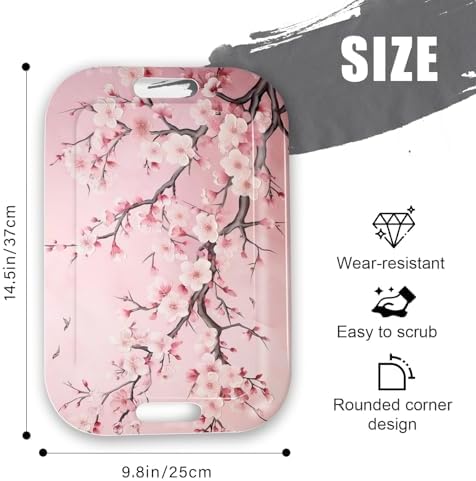 Serving Trays with Handles, 14.5 x 9.8 inch Rectangular Plastic Tray for Restaurant, Kitchen, Pink Cherry, alternate view 2
