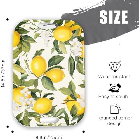 Serving Trays with Handles, 14.5 x 9.8 inch Rectangular Plastic Tray for Restaurant, Kitchen, Lemon and Leaves, alternate