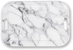 Serving Trays with Handles, 14.5 x 9.8 inch Rectangular Plastic Tray for Restaurant, Kitchen, Gray White Marble