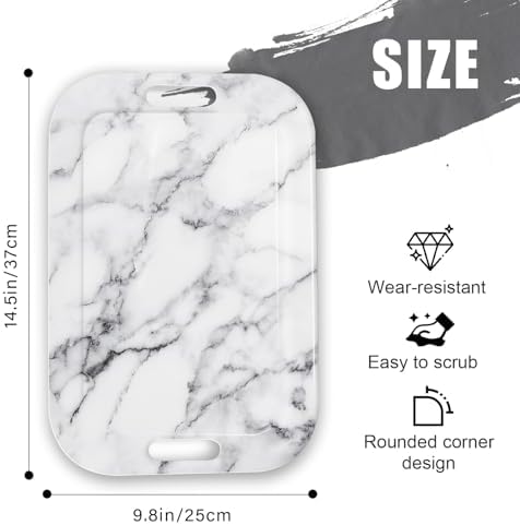Serving Trays with Handles, 14.5 x 9.8 inch Rectangular Plastic Tray for Restaurant, Kitchen, Gray White Marble, alternate
