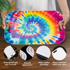 Serving Trays with Handles, 14.5 x 9.8 inch Rectangular Plastic Tray for Restaurant, Kitchen, Tie-Dye Colorful, alternate