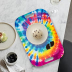 Serving Trays with Handles, 14.5 x 9.8 inch Rectangular Plastic Tray for Restaurant, Kitchen, Tie-Dye Colorful, alternate