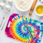 Serving Trays with Handles, 14.5 x 9.8 inch Rectangular Plastic Tray for Restaurant, Kitchen, Tie-Dye Colorful, alternate