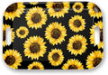 Serving Trays with Handles, 14.5 x 9.8 inch Rectangular Plastic Tray for Restaurant, Kitchen, Sunflower Black