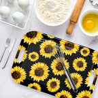 Serving Trays with Handles, 14.5 x 9.8 inch Rectangular Plastic Tray for Restaurant, Kitchen, Sunflower Black, alternate view
