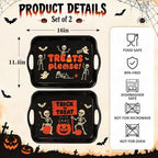 Serving Trays with Handles, 16 Inch, Set of 2, Trick or Treat in Skeletons, alternate view 3