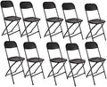 Set of 10, Black Plastic Folding Chair Steel Frame Commercial High Capacity Event Chair Lightweight Set for