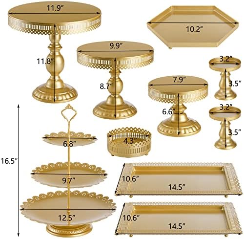 Set of 10 Cake Stand, Metal Cupcake Stand Set with Multiple Combination Styles, Dessert Plate Cake Serving Tray, alternate