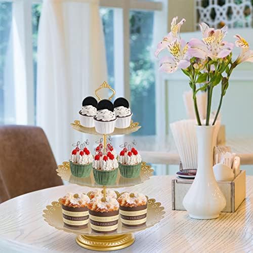 Set of 10 Cake Stand, Metal Cupcake Stand Set with Multiple Combination Styles, Dessert Plate Cake Serving Tray, alternate