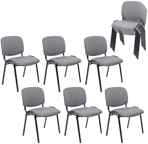 Set of 10 Stackable Waiting Room Chairs, Armless No Wheels Reception Chair with Upholstered Seat, Guest Chairs