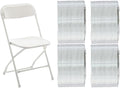 Set of 100, White Plastic Folding Event Chairs Steel Frame Commercial 650LB High Capacity Lightweight Set for