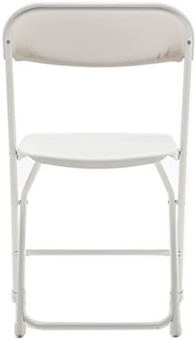 Set of 100, White Plastic Folding Event Chairs Steel Frame Commercial 650LB High Capacity Lightweight Set for, alternate view