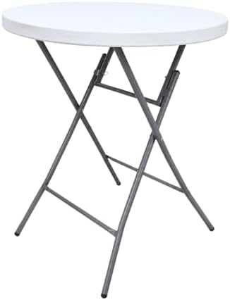 Set of 2 32 Inch Round 43 Inch Bar Height Folding Tables, White Commercial Cocktail High Top Tables with, alternate view 5