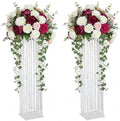 Set of 2 Acrylic Vases, Wedding Centerpieces for Table, Clear Columnar Flower Stands, Flower Display Racks, Tall