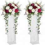 Set of 2 Acrylic Vases, Wedding Centerpieces for Table, Clear Columnar Flower Stands, Flower Display Racks, Tall