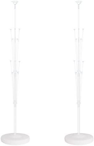 Set of 2 Balloon Column Kit with Stand, Base, Pole for Party Decor in 2 Count (Pack of 1) in White