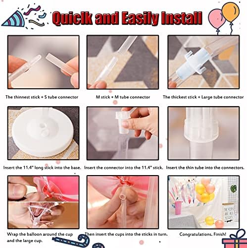 Set of 2 Balloon Column Kit with Stand, Base, Pole for Party Decor in 2 Count (Pack of 1) in White, alternate view 5
