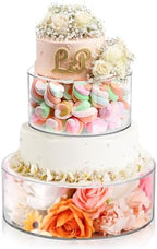Set of 2 Clear Acrylic Fillable Cake Stand, Cake Tier Display Stand Cupcake Stand, 12 Inch & 8 Inch Round