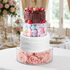 Set of 2 Clear Acrylic Fillable Cake Stand, Cake Tier Display Stand Cupcake Stand, 12 Inch & 8 Inch Round, alternate view 2
