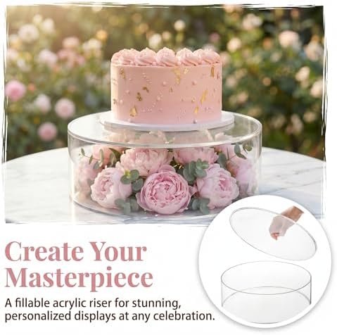 Set of 2 Clear Acrylic Fillable Cake Stand, Cake Tier Display Stand Cupcake Stand, 12 Inch & 8 Inch Round, alternate view 5