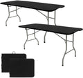 Set of 2 Folding Table 5 FT Camping Table Portable Heavy Duty Plastic Rectangular Outdoor Dining Table Steel