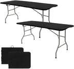 Set of 2 Folding Table 5 FT Camping Table Portable Heavy Duty Plastic Rectangular Outdoor Dining Table Steel