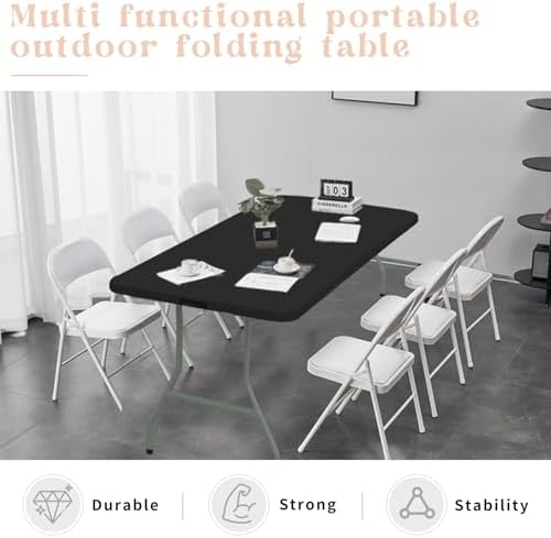 Set of 2 Folding Table 5 FT Camping Table Portable Heavy Duty Plastic Rectangular Outdoor Dining Table Steel, alternate view