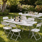 Set of 2 Folding Table 5 FT Camping Table Portable White Lightweight Plastic Rectangular Outdoor Dining Table, alternate view