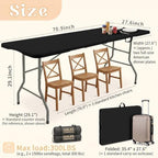 Set of 2 Folding Table 6 FT Lightweight Camping Table Black Portable Plastic Rectangular Outdoor Dining Table, alternate view