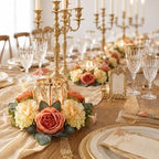 Set of 2 Gold Crystal Tealight Candle Holder with Floral Wreath, Elegant Floral Ring Votive Candle Holders for, alternate