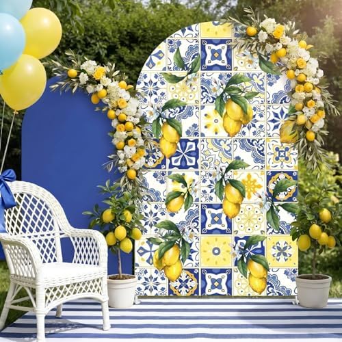 Set of 2 Lemon Arch Backdrop for Amalfi Last Toast on The Coast in 6 ft x 5 ft in Blue, Yellow