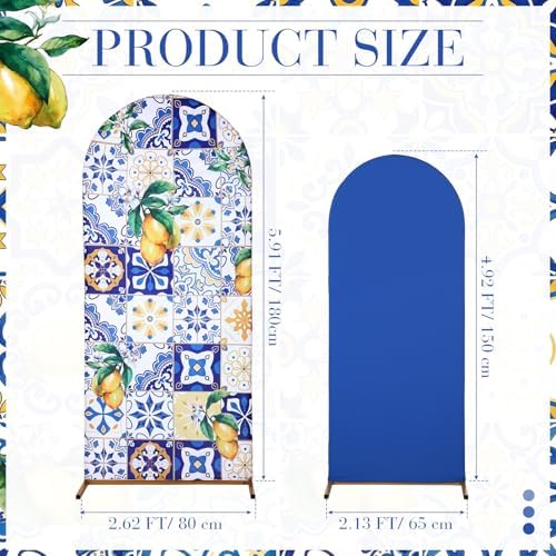 Set of 2 Lemon Arch Backdrop for Amalfi Last Toast on The Coast in 6 ft x 5 ft in Blue, Yellow, alternate view 2
