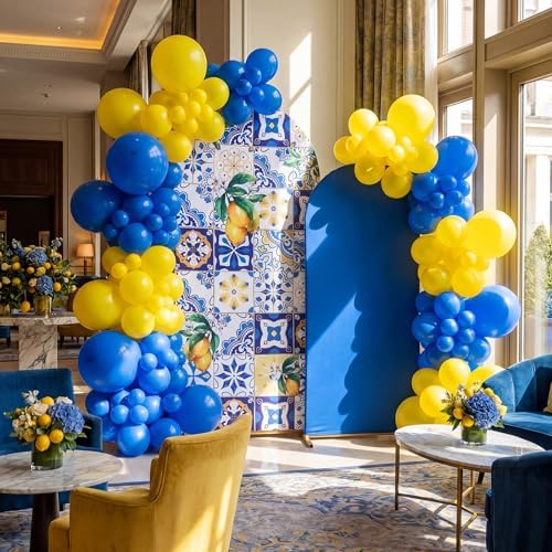 Set of 2 Lemon Arch Backdrop for Amalfi Last Toast on The Coast in 6 ft x 5 ft in Blue, Yellow, alternate view 5